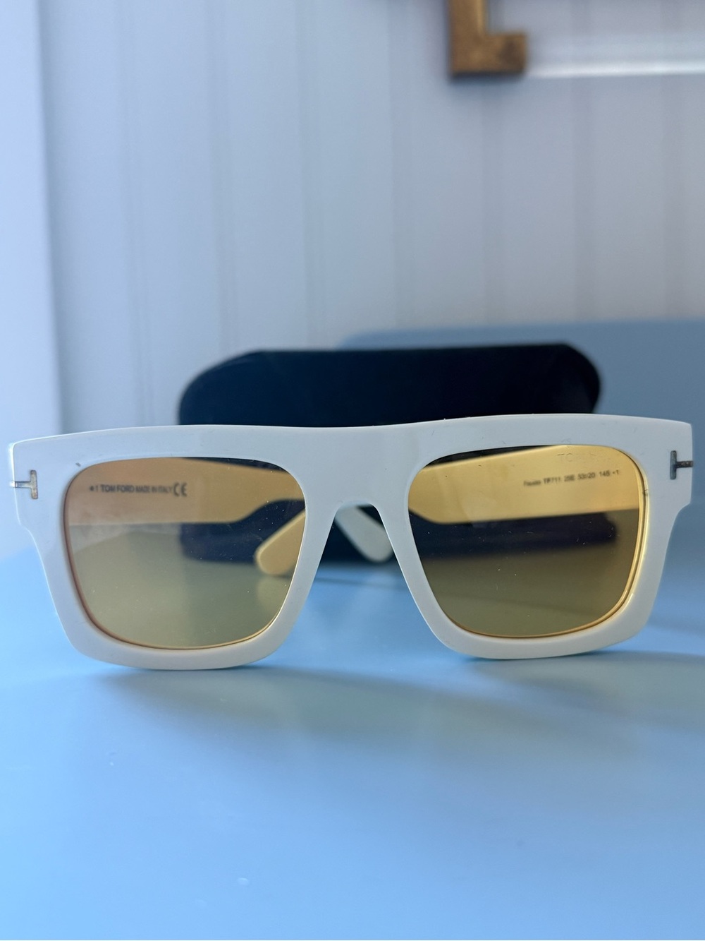Tom Ford White Sunglasses with yellow Lenses